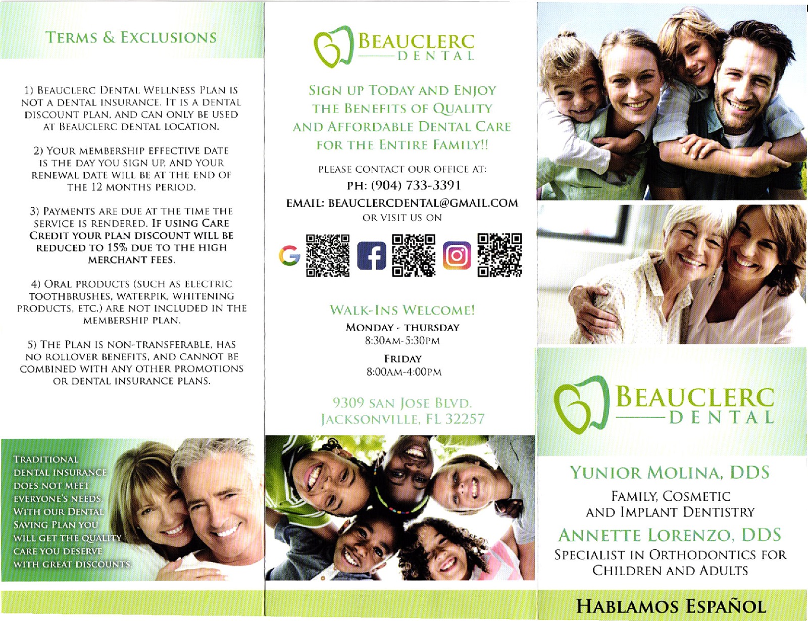 BeauclercDental brochure exclusions